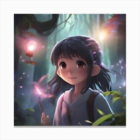 Anime Girl In The Forest 4 Canvas Print