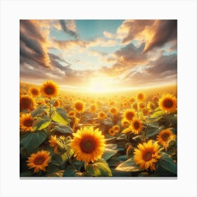 Sunflowers In The Field 1 Canvas Print