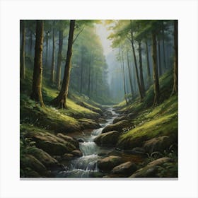 Stream In The Forest Canvas Print