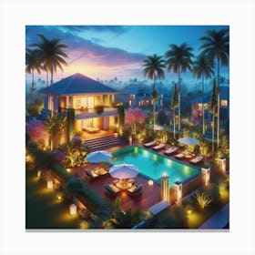 3d Rendering Of A Tropical Villa Canvas Print