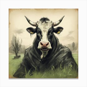 Cow In The Field 2 Canvas Print