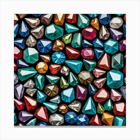 Colorful Gems On Black Background Canvas Print