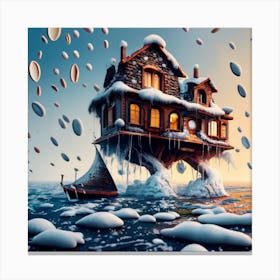 House On Water Canvas Print