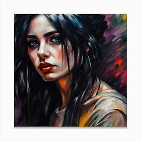 Girl With Black Hair Canvas Print