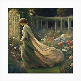 Lady In A Garden Canvas Print