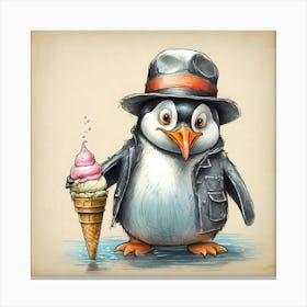 Penguin Ice Cream 3 Canvas Print