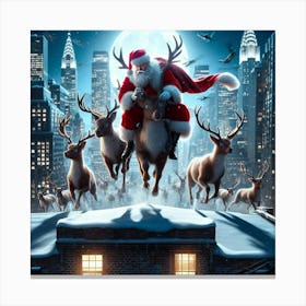 Santa'S Reindeer Canvas Print