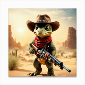 Lizard With Gun Canvas Print