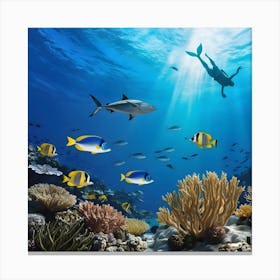 An Underwater Seascape Image Capturing The Beauty Of The Ocean Depths Canvas Print