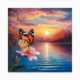 Butterfly At Sunset Canvas Print