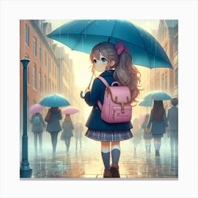 Anime Girl With Umbrella Canvas Print