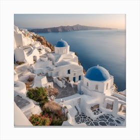 0 Charming Santorini Island With Pristine Beaches An Esrgan V1 X2plus Canvas Print