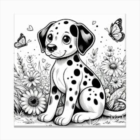 Line Art dalmatian dog 3 Canvas Print