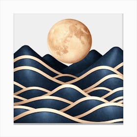 Moon And Waves Canvas Print