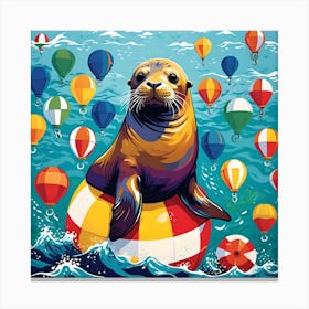 SEA LION CELEBRATES NEW YEAR Canvas Print