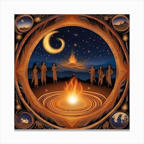 Shamanic circle of fire Canvas Print