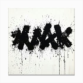 Charcoal Hand Splattering Black Ink Across A White Banner Creative Grunge Style Rough Brushstrokes (1) Canvas Print