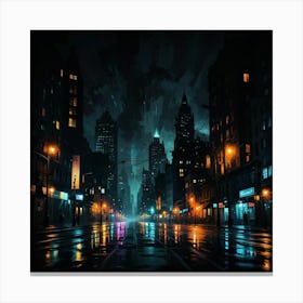 Abstract Depiction Of A City At Night With Bright Light 1 Canvas Print