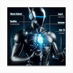 Futuristic Man With Heart Canvas Print