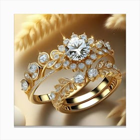 Beautiful Yellow Gold Diamond Weddings Ring Sets 2 Canvas Print