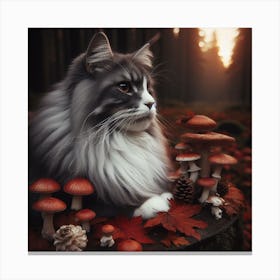 Grey-white maine coon cat 2 Canvas Print