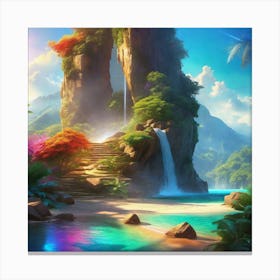Waterfall In The Jungle 17 Canvas Print