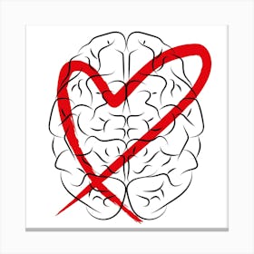 Heart Love Brain Mind Psychology Soul Illustration Drawing Feelings Couple Canvas Print