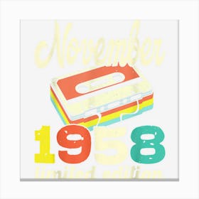 64th Birthday November 1958 Retro Cassette Limited Edition Canvas Print