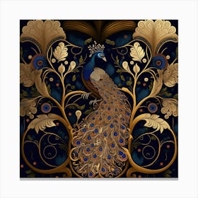 Peacock Plumage Bird Decorative Pattern Graceful Canvas Print