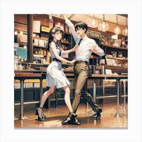 Couple Dancing In A Cafe1 Canvas Print