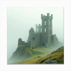 Ancient Castle Ruins In A Watercolor Fog 1 Canvas Print