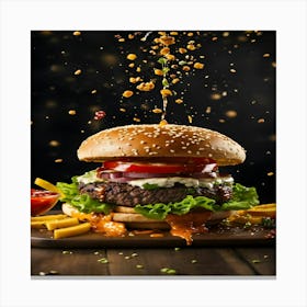 Burger With Ketchup Canvas Print