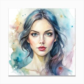 Watercolor Portrait Of A Woman 1 Canvas Print