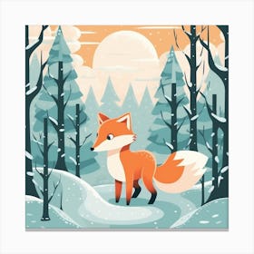 Fox In Winter Forest 1 Canvas Print