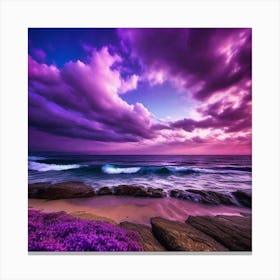 Purple Clouds Over The Ocean Canvas Print