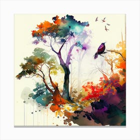 Watercolor Painting of Trees Canvas Print