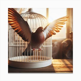 Pigeon In A Cage 3 Canvas Print