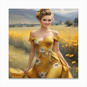 Girl In A Yellow Dress Canvas Print