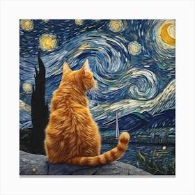 Starry Night Cat 7 Canvas Print