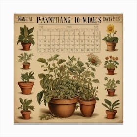 Default Vintage Make A Calendar Of Planting Dates Aesthetic 0 Canvas Print