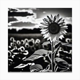 Sunflower In Black And White Canvas Print