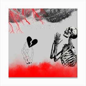 Skeleton With Broken Heart Canvas Print