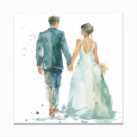 Watercolor Bride And Groom Holding Hands 1718370331 2 Canvas Print