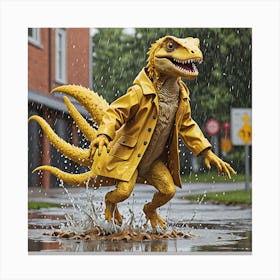 Dinosaur In Raincoat Canvas Print