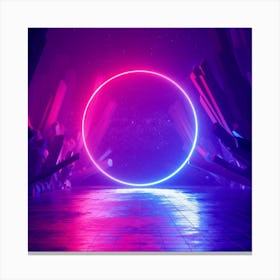 Neon Circle In The Dark Canvas Print