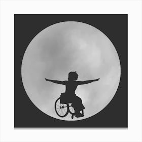 Minimalist Full Moon Silhouette with Dancer - Disability Wheelchair Dance - Empowerment - Moon Magic Canvas Print