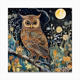 Owl In The Night Canvas Print