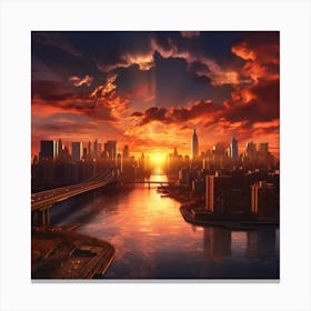 Sunset Over The City Canvas Print