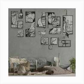 Black And White Abstract Wall Art Canvas Print