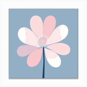 A White And Pink Flower In Minimalist Style Square Composition 30 Canvas Print